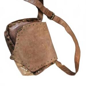 Patricia Nash Brown Leather Crossbody Bag with Studded Detail